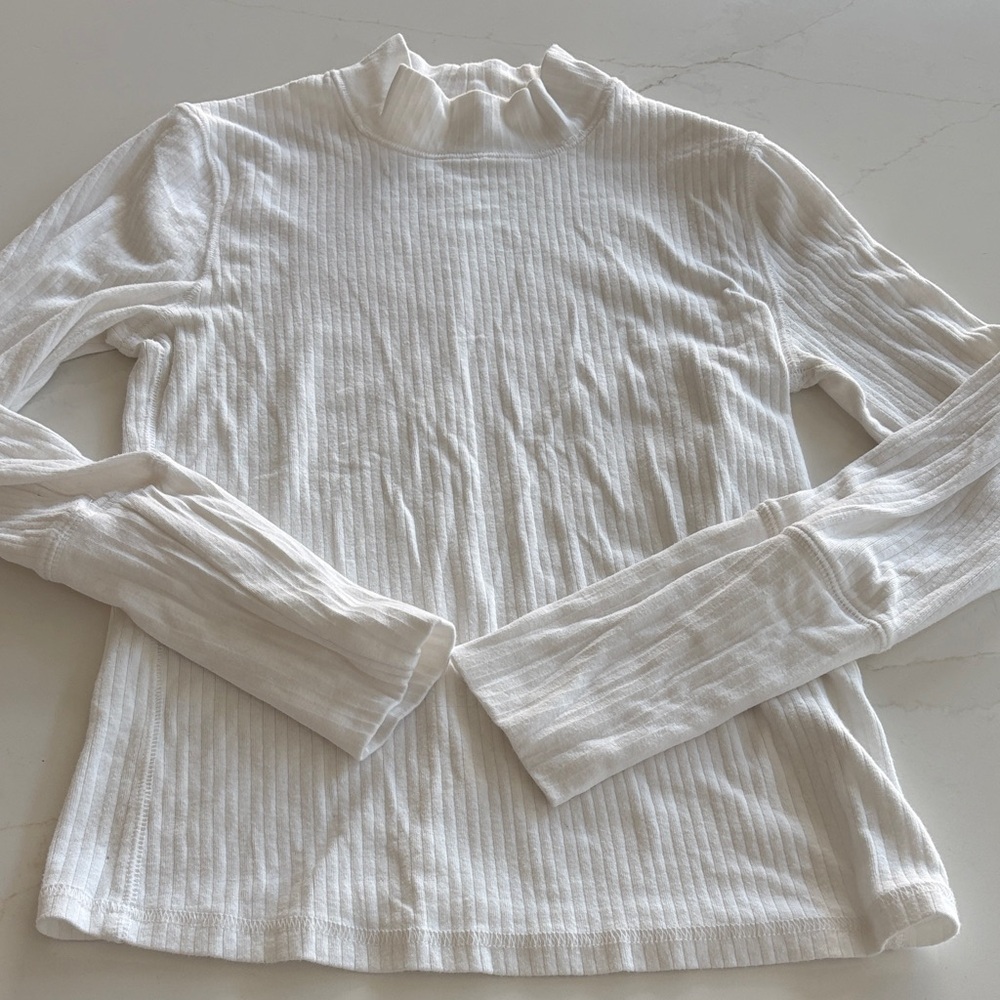 Intimately Free People Ribbed Mock Turtleneck, Size Large, cream